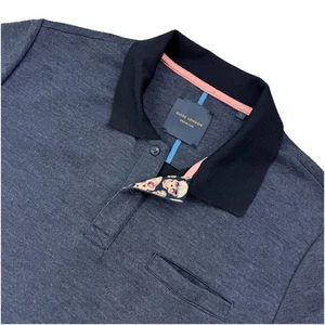 Polo Guide London taglia grande blu stampa teschio nascosto polo smart golf - Foto 1 di 11