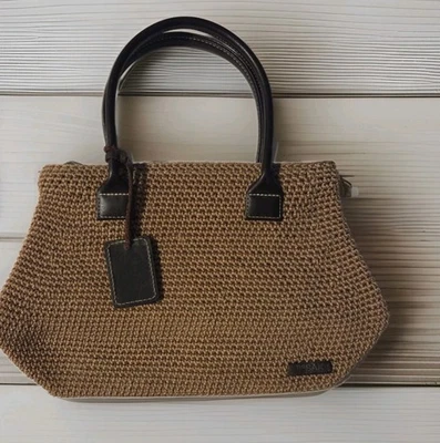 THE SAK Crochet Leather Beige Bag Purse ELLIOTT LUCCA Design  Beige Brown - Image 1 of 4