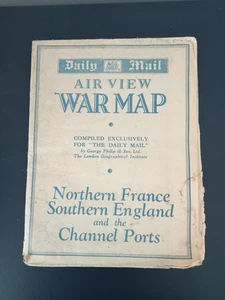 Daily Mail Air View War Map Northern France Southern England and Channel Ports - Picture 1 of 9