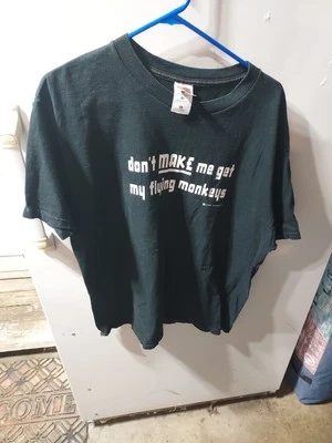 Wizard of Oz Unisex XL Don't Make Me Get My Flying Monkeys Black Tee Shirt 1998 - Image 1 of 4