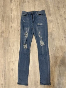Shein Skinny Jeans S Small Distressed Denim Stretch Blau Damen - Bild 1 von 3