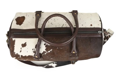 Unisex Handmade HairOn Cowhide Leather Duffel Weekender Travel Gym Bag -Gift Bag - Image 1 of 4
