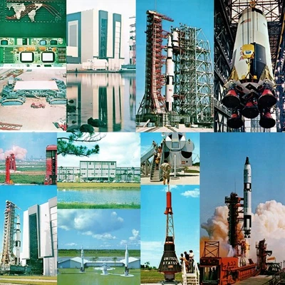 x12 LOT c1960s NASA Space Center Color Print Cards Saturn V Apollo Rocket C12 - Image 1 of 4