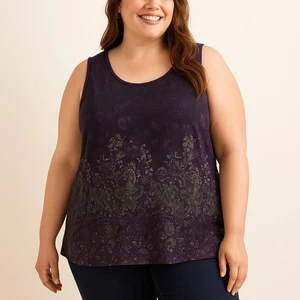 Neu mit Etikett Coldwater Creek 3X lila Strick Jaquard Blumen Shell ärmelloses Top Tanktop - Bild 1 von 5