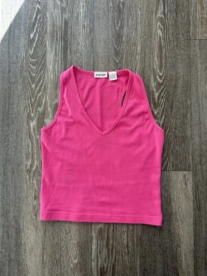 Винтажный Energie розовый V шеи Майка Sz L классический 90-х Барби - Изображение 1 из 4