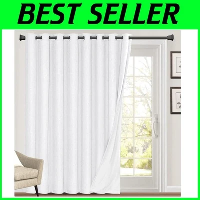 Pure White 100% Blackout Linen Curtains 84" - Image 1 of 4