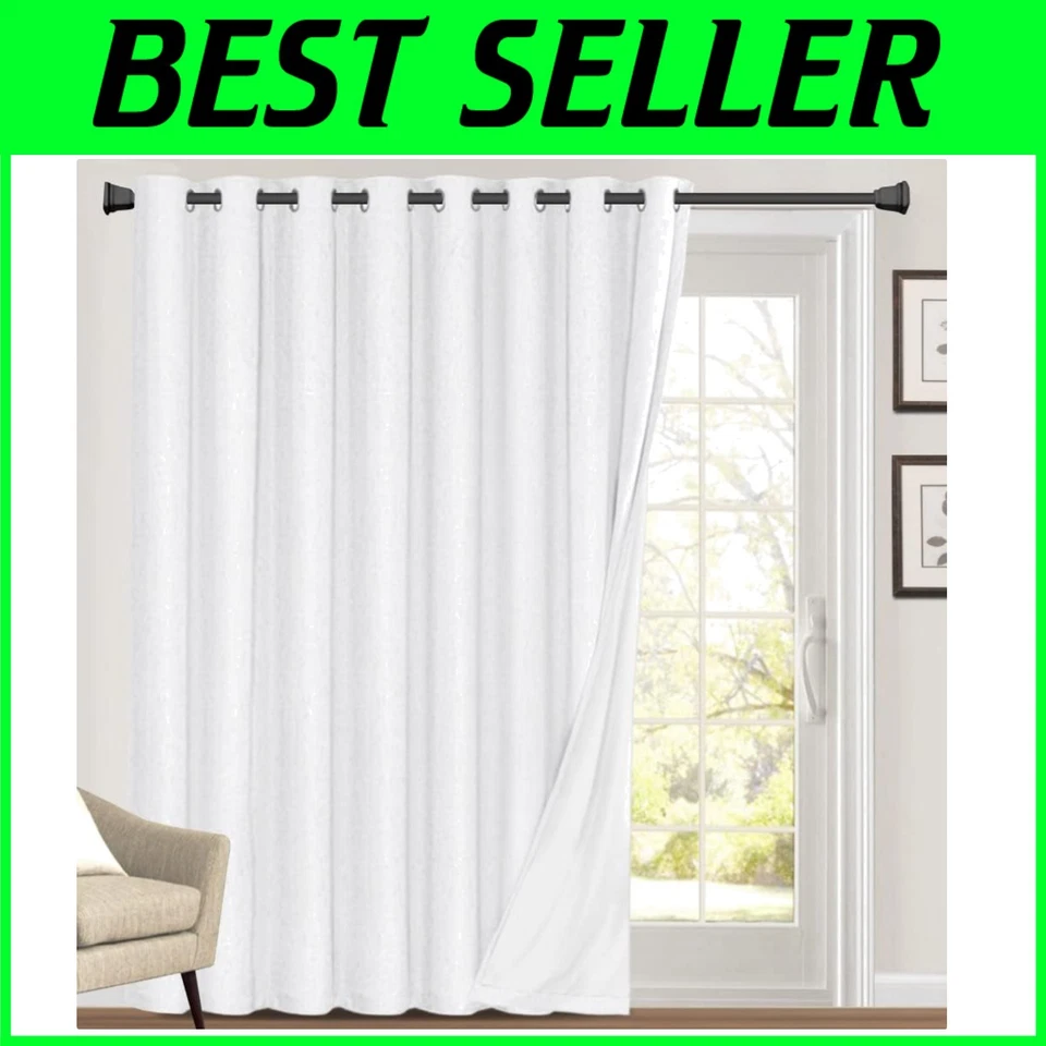 Pure White 100% Blackout Linen Curtains 84" - Image 1 of 4