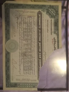 1919 Steinmetz electric Motor car corporation paperstock Certificate. - Picture 1 of 6