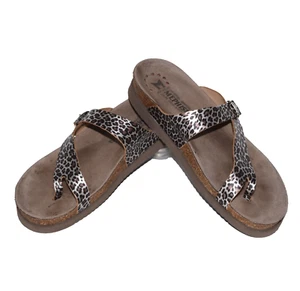 Sandalias MEPHISTO Helen Plantilla Corcho Cuero Estampado Animal Talla EU 42/US 12 - Imagen 1 de 11