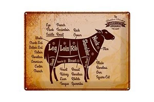 Blechschild Metzgerei 40x30 cm Lamm Lamb cuts Organic Deko Schild tin sign - Picture 1 of 5