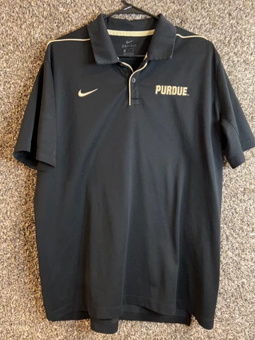 Purdue Nike Shirt Mens XL Short Sleeve Polo 1/4 Button Up On Field Black Cover