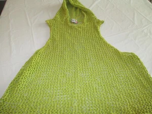 Womens lime green pullover mesh sleeveless hoodie Marusa Josaco sz M Medium - Picture 1 of 2