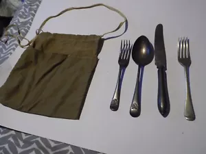 British Army 1952 soldiers cutlery roll,service in India,with cutlery - Picture 1 of 12