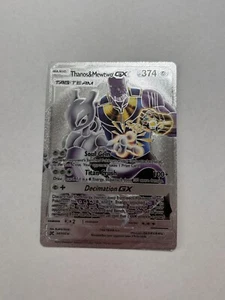 Thanos & Mewtwo GX Tag Team Silver Foil Fan Art Display Card NM/M - Picture 1 of 2