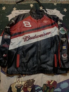 DALE EARNHARDT JR. Chase Authentic BUDWEISER RACE JACKET Wilson Leather XXL Men - Picture 1 of 6