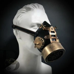 Steampunk Mouth Mask Respiratory Cosplay Mask Black Gold Propeller Detailings - Picture 1 of 2
