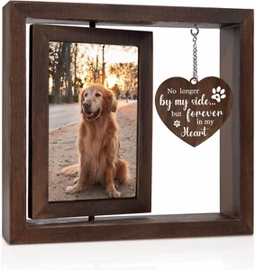 Pet Memorial Gifts for Dogs Cats - Rotating Wooden Picture Frame for 4X6 Photo - - Picture 1 of 7