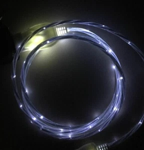 FLOW LIGHT EL LED glow 3ft data charger cable FOR MICRO-B smart phones & devices - Picture 1 of 13