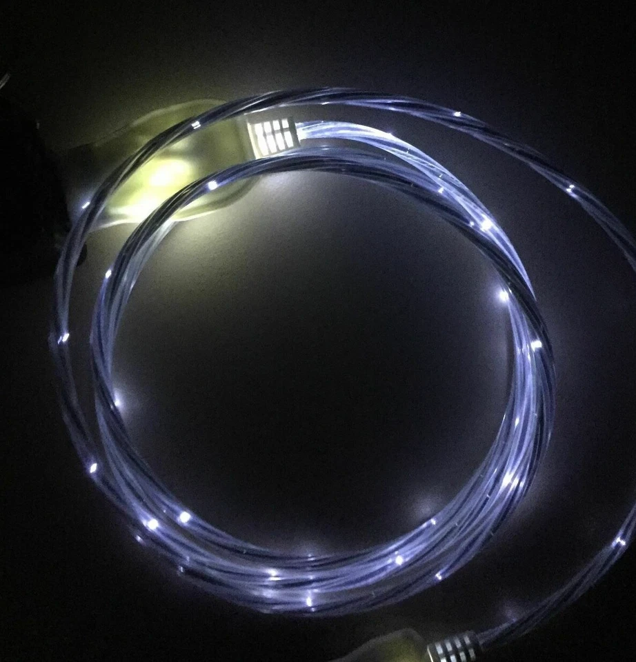 Cable cargador de datos FLOW LIGHT EL LED brillo 3 pies PARA TELÉFONOS INTELIGENTES Y DISPOSITIVOS MICRO-B Foto 1 de 4