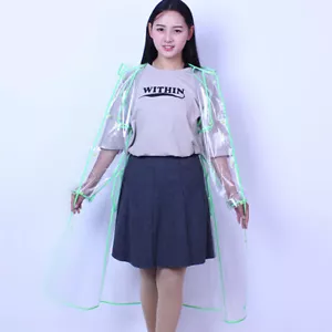 Winddichte Wasserdichte Jacke Langer Regenmantel Transparent Mit Kapuze % - Bild 1 von 17
