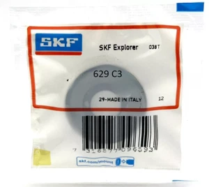 SKF 629 C3 DEEP GROOVE BALL BEARING, OPEN TYPE, NO SEALS 9x26x8mm - Foto 1 di 2