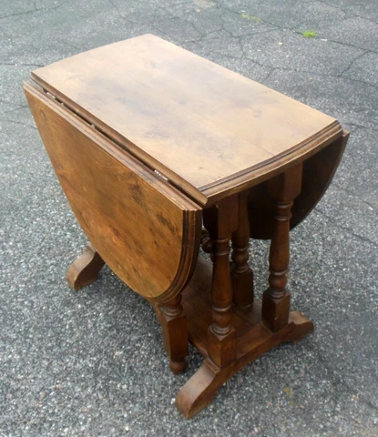 Antique WINE TASTING TABLE Dropleaf Gateleg Turned Legs Cover
