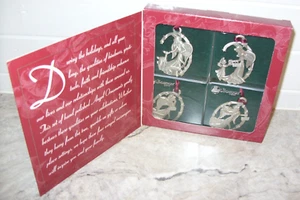 Longaberger Angels 1999 #71072 adornos navideños de peltre con cintas de caja excelente - Imagen 1 de 5