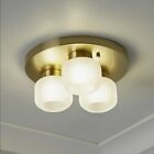 Pearl Frosted 3 Light Flush Ceiling Light Brushed Gold Finish - Ex Display Boxed