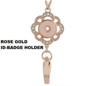 Snap Jewelry Pendant Id Badge Holder Rose Gold Fits 18-20mm Ginger Snap Charms - Picture 1 of 5