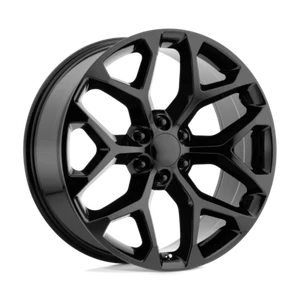 GMC Denali 1500 Snowflake Style Wheel 20x9 +24 Gloss Black 6x139.7 6x5.5 (QTY 1) - Picture 1 of 2