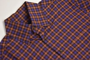 Scott Barber Orange/Blue/Brown Checked Button Down Collar Shirt Size: Medium - Picture 1 of 5