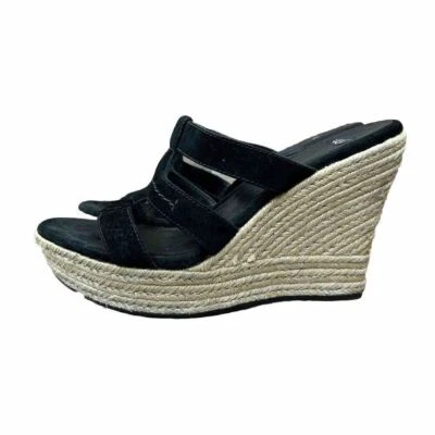 Sandalias de cuña UGG para mujer 9,5 negras gamuza sin cordones plataforma alpargatas Foto 1 de 4