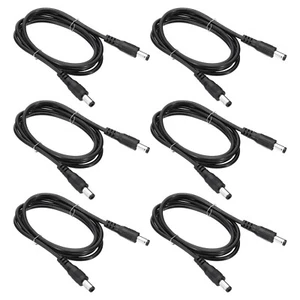 6 Pcs 3Ft Male to Male Plug 5.5 x 2.5mm DC Power Extension Cord Cable, Black - Picture 1 of 6