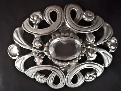 Gürtelschließe Edelstahl, Neuwertig mit Strassstein, Silberfarben, 9 cm - Bild 1 von 2