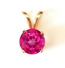 1.51ct Natural Pink Topaz Solid 14K Yellow Gold Pendant for Necklace Wedding