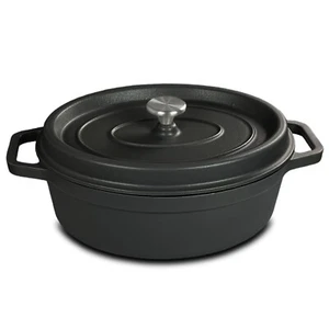 osoltus Bräter oval Gusseisen Schmortopf mit Tropfdeckel dunkelgrau 33 cm - Bild 1 von 5