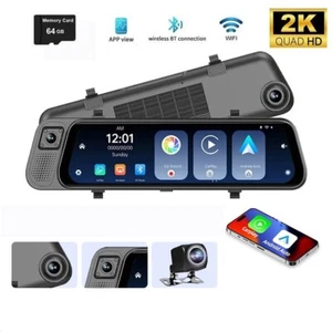3 Channel 2.5K Dash Cam With Carplay&Android Auto WIFI HD 1080P Rearview Mirror - Picture 1 of 15