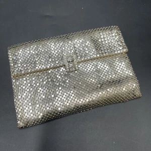 Whiting & Davis Silber Metall Mesh Clutch Schmuckverschluss 1940-1960er Handtasche - Bild 1 von 7