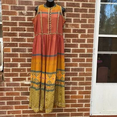 JESSICA LONDON Multicolored Meadow Sage Print sleeves lined maxi dress Size 12 - Image 1 of 4