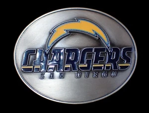 SAN DIEGO CHARGERS COMMEMORATIVE BELT BUCKLE SISKIYOU PEWTER/ENAMEL NEW - Picture 1 of 2