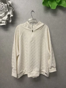 Nine West Cream Quilted Hoodie Size 3X Pocketed - Picture 1 of 8