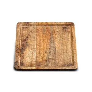 Rustic Square Platter Plate 10 Inch Wooden Serving Tray - Picture 1 of 6