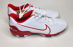 Nike Force Alpha Huarache 4 MCS Baseball Cleats WHITE/RED DJ6524-104 Mens 11.5 - Picture 1 of 4
