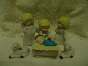 VINTAGE ANGEL 6 PC NATIVITY SET PORCELAIN TAIWAN NICE MUST C - Picture 1 of 4