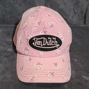 Sombrero Vintage Von Dutch Rosa Floral Camionero Snapback Malla Ajustable - Imagen 1 de 6