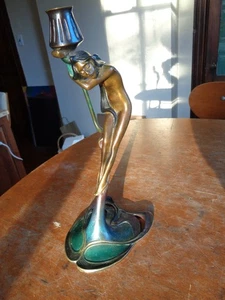 Jugendstil Bronze Nymphe Kandelaber aus MoMA 1988 - Bild 1 von 11