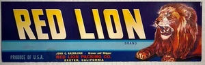 Etichetta vintage marca Red Lion cassa Exeter California anni 40-50 - Foto 1 di 10