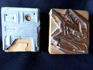 ANTIKER KEILHOLZOFEN & FRÜHE ELEKTRISCHE EISEN KUPFER BUCHDRUCK BLÖCKE - Bild 1 von 14