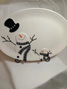 Potters Studio Oval Schneemann Platte Fingerfood Winter Weihnachten Schale Servieren - Bild 1 von 6