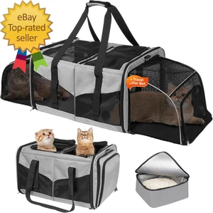 Portaviajes para Gatos con Caja de Arena, Porta Gatos Expandible para 2 Gatos para Viaje - Imagen 1 de 1